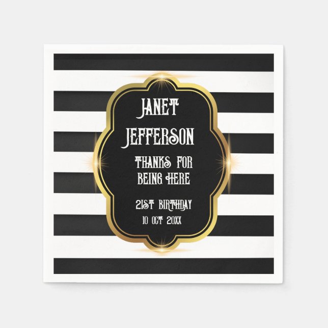 Servilleta De Papel Papel negro y blanco (Anverso)