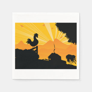 Servilleta De Papel Papel paisajístico Rooster Farm