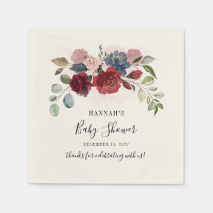Servilleta De Papel Papel para Baby Shower Botánico Floral Borgoña