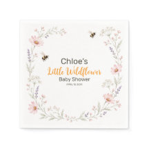 Papel para Baby Shower de Abeja Pequeña Flor Silve