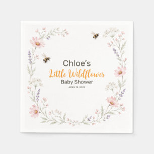 Servilleta De Papel Papel para Baby Shower de Abeja Pequeña Flor Silve