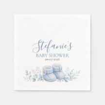 Papel para Baby Shower de Botitas Tejidas Azules