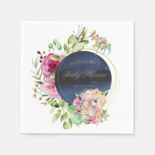 Servilleta De Papel papel para baby shower de unicornio floral mágico