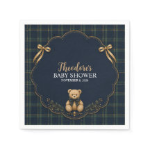 Papel para Baby Shower del Oso de Peluche a Cuadro