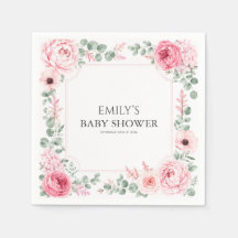Papel para Baby Shower Floral Rosa Polvoriento