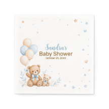 Papel para Baby Shower Niño Globo de Osito de Pelu