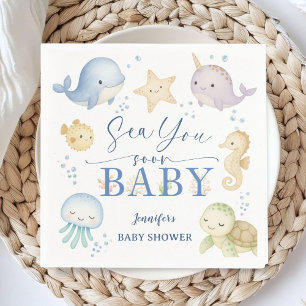 Servilleta De Papel Papel para Baby Shower 'Sea You Soon Ocean Baby'