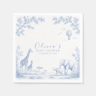 Servilleta De Papel Papel para Baby Shower Toile De Jouy Safari Azul