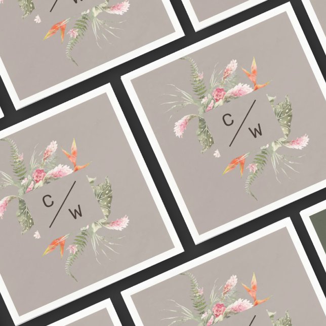 Servilleta De Papel Papel para boda de monograma floral tropical simpl (Subido por el creador)