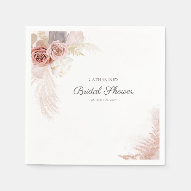 Servilleta De Papel Papel para Bridal Shower de hierba de Pampas flora (Anverso)