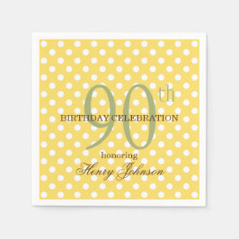 Servilleta De Papel Papel para cumpleaños 90 de lunares amarillos y bl