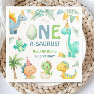 Servilleta De Papel Papel para Cumpleaños Número Uno de Niño con Dinos