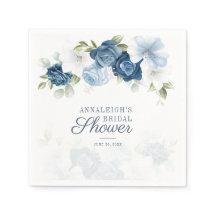Papel para Despedida de Soltera en Floral Azul Pol