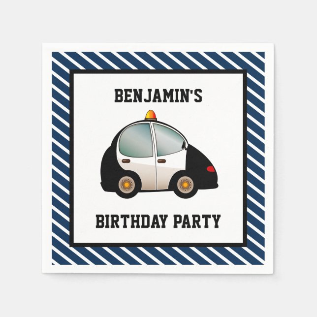 Servilleta De Papel Papel para fiesta de cumpleaños de coche de policí (Anverso)