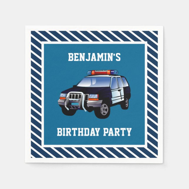Servilleta De Papel Papel para fiesta de cumpleaños de coche de policí (Anverso)