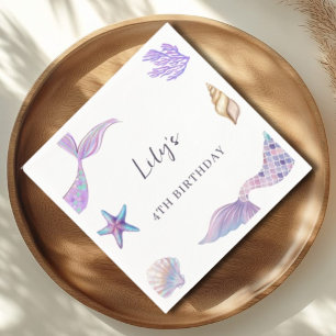 Servilleta De Papel Papel para fiesta de cumpleaños de sirena con acua