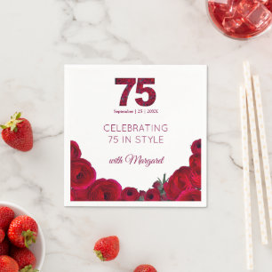 Servilleta De Papel Papel para fiesta de cumpleaños número 75 con flor