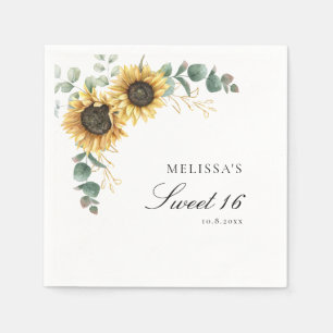 Servilleta De Papel Papel para fiesta de dulces 16 Flor de girasol euc