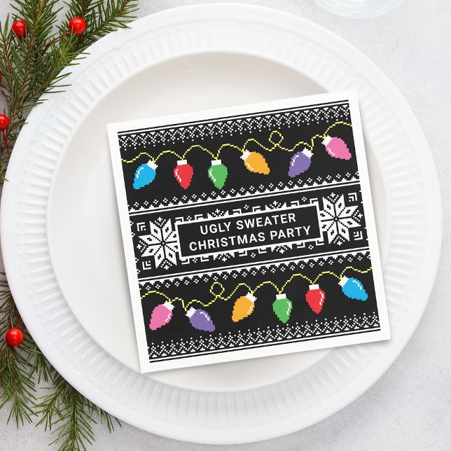 Servilleta De Papel Papel para fiesta de Navidad con suéter feo (Ugly Sweater Christmas Holiday Party Paper Napkins)