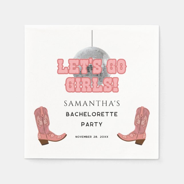 Servilleta De Papel Papel para fiesta de soltera vaquera Disco Retro (Anverso)