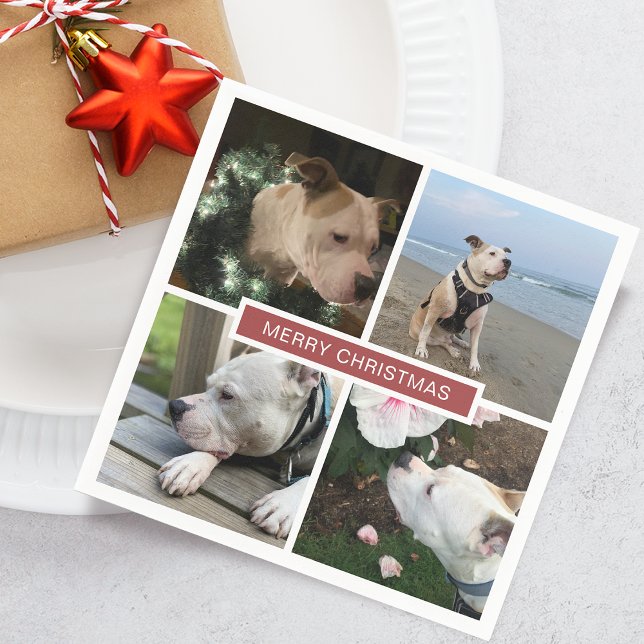 Servilleta De Papel Papel para Fotos Moderno de 4 Rejillas (Modern 4 Photos Grid Paper Napkins)