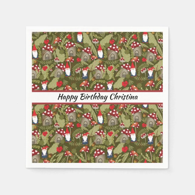 Servilleta De Papel Papel personal de los gnomos y hongos adorables (Anverso)