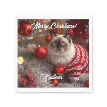 Papel personalizado de los Navidades de Birman Cat