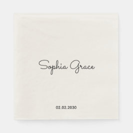 Servilleta De Papel Papel Personalizado Minimalista con Nombre Persona