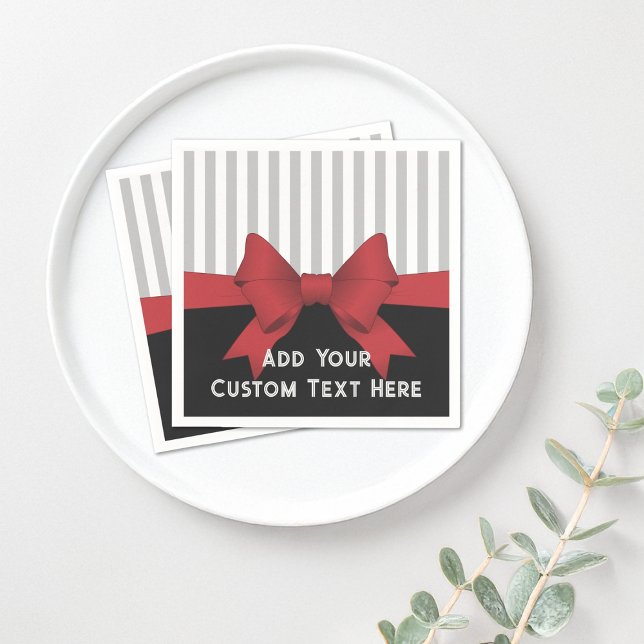 Servilleta De Papel Papel Personalizado Moderno con Cinta Roja y Franj (Subido por el creador)