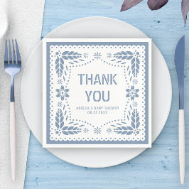 Servilleta De Papel Papel picado azul turbio Gracias Baby Shower