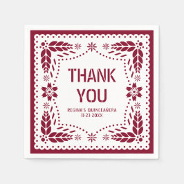 Servilleta De Papel Papel picado burgundy Gracias QUINCEAÑERA