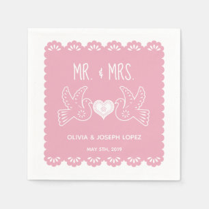 Servilleta De Papel Papel Picado Pink Love Birds Boda Fiesta