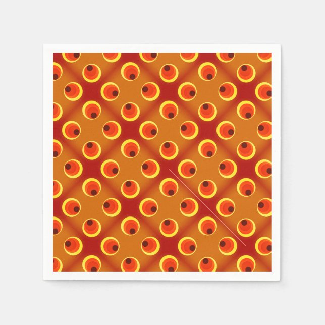 Servilleta De Papel papel pintado retro naranja ,rojo 1970 (Anverso)