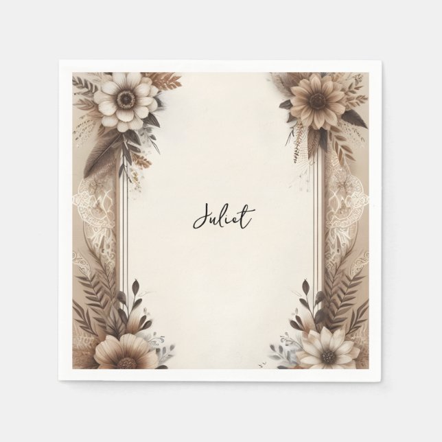 Servilleta De Papel Papel reciclado otoñal para baby shower nupcial (Anverso)