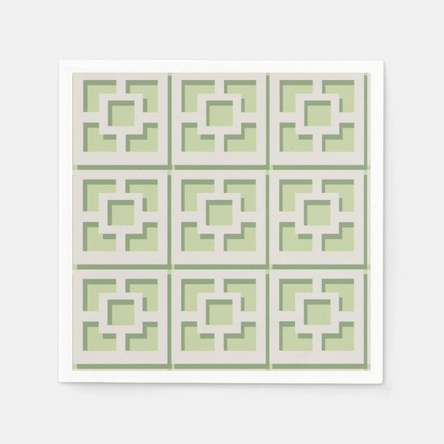 Servilleta De Papel Papel Retro Green Trellis Napkin (Anverso)