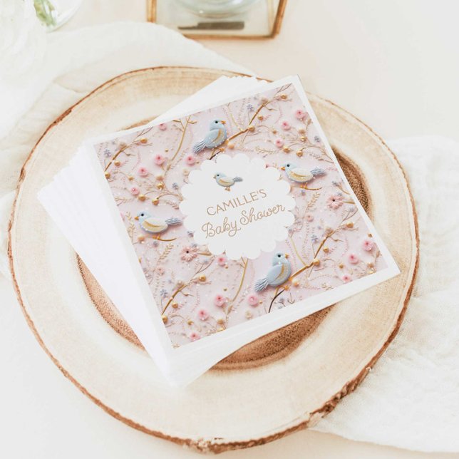 Servilleta De Papel Papel rosa Baby Shower Chica de invierno (Subido por el creador)