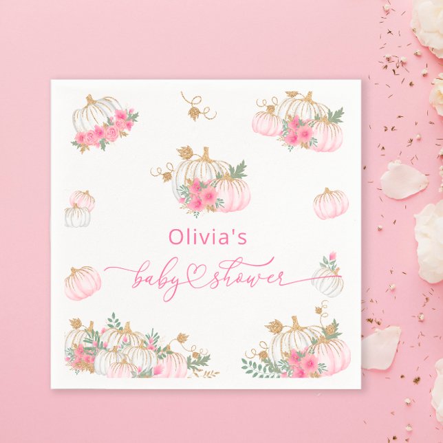 Servilleta De Papel Papel rosa de la calabaza Baby Shower (Subido por el creador)