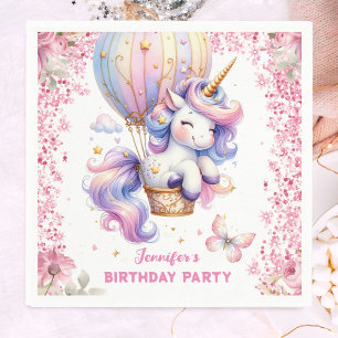 Servilleta De Papel Papel rosa lindo de cumpleaños de unicornio hada