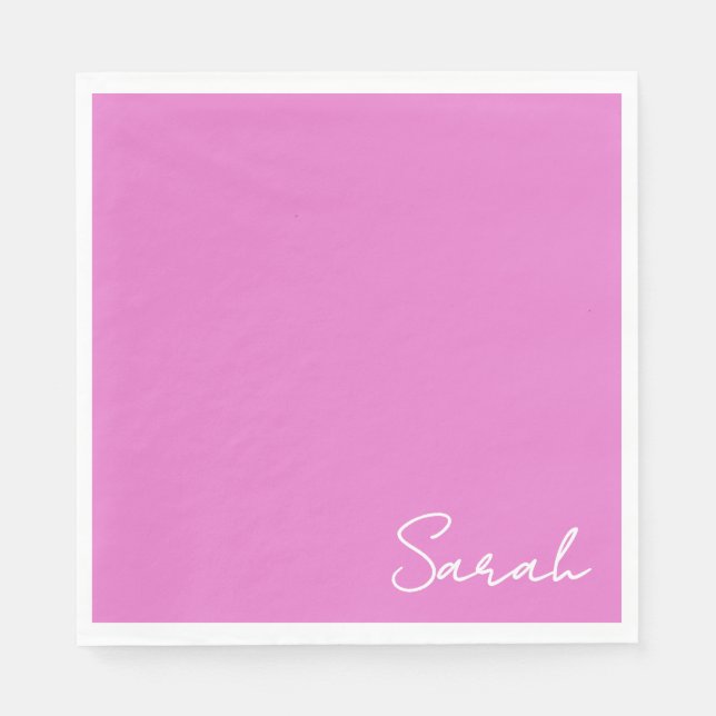 Servilleta De Papel Papel rosado caliente con nombre (Anverso)