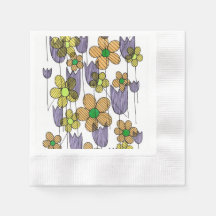 Papel Servilletas Estampado Floral Retro Dibujado