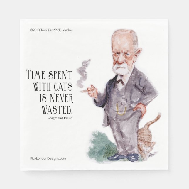 Servilleta De Papel Papel Sobre Freud & Cita Acerca de Gatos (Anverso)