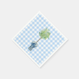 Servilleta De Papel Papel topiario de Gingham azul
