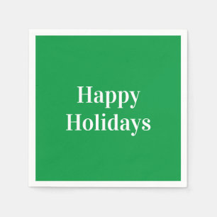 Servilleta De Papel Papel verde de fiesta blanco "Felices fiestas"