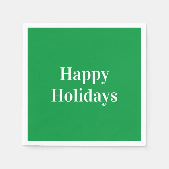 Servilleta De Papel Papel verde de fiesta blanco "Felices fiestas" (Anverso)