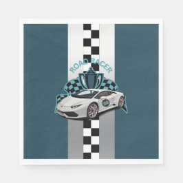 Servilleta De Papel Papel verde del coche de Carreras, negro y blanco