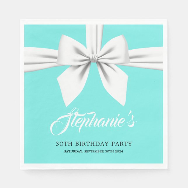 Servilleta De Papel Papelera de cumpleaños elegante de Tiffany Aqua Fa (Anverso)