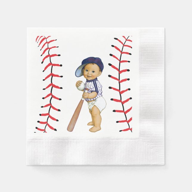 Servilleta De Papel Papeles de Baby Shower de béisbol (Anverso)