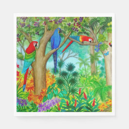 Servilleta De Papel Papeles de papel de jungla de arte de loro de Maca