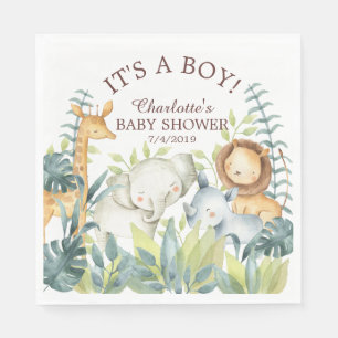 Servilleta De Papel Papeles de papel de Jungle Animals Baby Shower