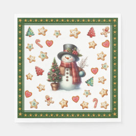 Servilleta De Papel Paper Napkin Lunch Snowman and Christmas Cookies